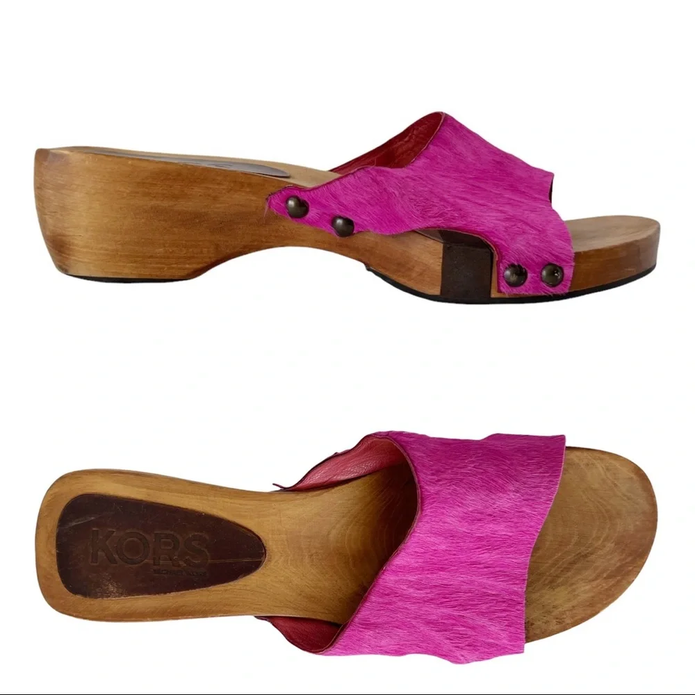 KORS Michael Kors Garcia Pony Calf Hair Slide Clog Sandal | 9